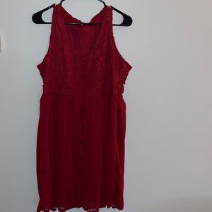 Red button down dress